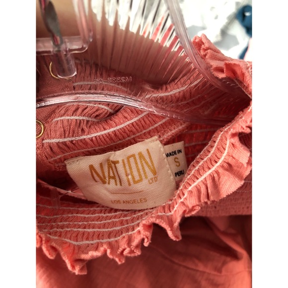 Nation LTD Sz Sm Sandrine Boheme Pink Puff Sleeve Top Blouse Cottage Boho - Picture 7 of 8